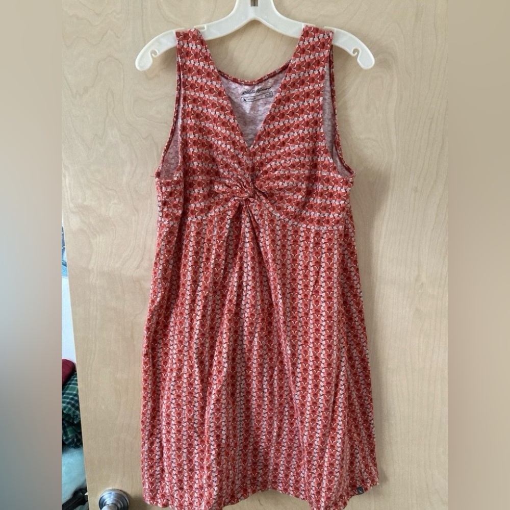 Eddie Bauer Outdoor Red White Orange Patterned Twist Front
Dress Women's Size XL